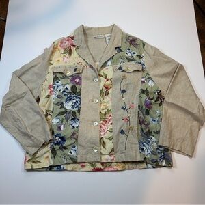 White Stag Linen Blend Floral Patchwork Jacket Women’s XL